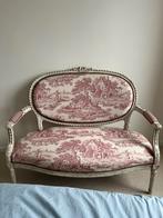 Fauteuil 2 places toile de jouy, Ophalen, Minder dan 75 cm, Louis XVI, toile de jouy, fauteuil ancien, Hout