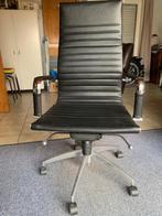 Bureaustoel Big Boss Zwart Leer op Aluminium Frame, Ophalen, Zwart, Nieuw, Bureaustoel
