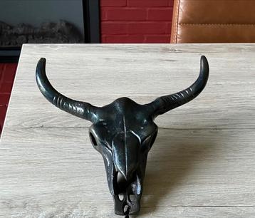 Long Horn Ox Skull gietijzeren wandsculptuur 