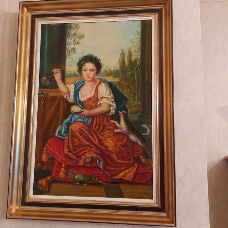 Olieverf op doek - Jan Op De Beeck - naar Pierre Mignard, Antiquités & Art, Art | Peinture | Classique, Enlèvement