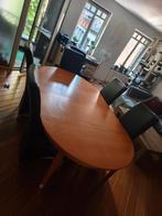 Ovale houten eettafel + 6 stoelen – stevig en tijdloos, Huis en Inrichting, Ophalen, Gebruikt, Vijf personen of meer, Ovaal