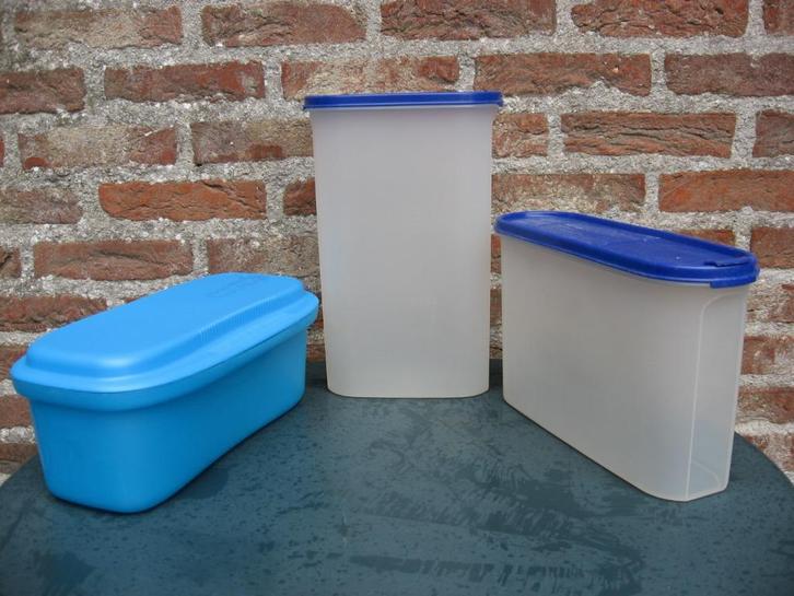 tupperware: pastakoker, ruimtespaarders, Huis en Inrichting, Keuken | Tupperware, Blauw, Ophalen of Verzenden