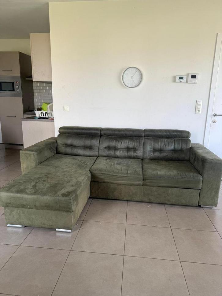 Sofa bed met opbergruimte - groen, Huis en Inrichting, Zetels | Complete zithoeken, Zo goed als nieuw, Stof, Ophalen