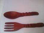 Houten decoratieve lepels + vorken 32 en 69 cm- Set 12 stuks, Antiek en Kunst, Ophalen