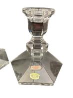 Paar kristallen kandelaars van Val Saint Lambert — België, Antiek en Kunst, Antiek | Glaswerk en Kristal, Ophalen of Verzenden