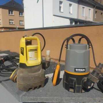 Pompe Karcher et Titan à floteur vide cave jardin, Enlèvement ou Envoi, Comme neuf, Électrique, Pompe supplémentaire