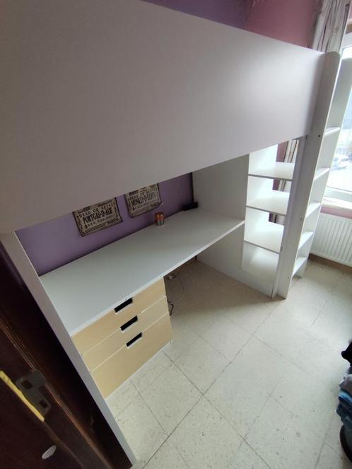 Mezzaninebed + bureau + kledingkast, Kinderen en Baby's, Kinderkamer | Stapelbedden en Hoogslapers, Zo goed als nieuw, Hoogslaper