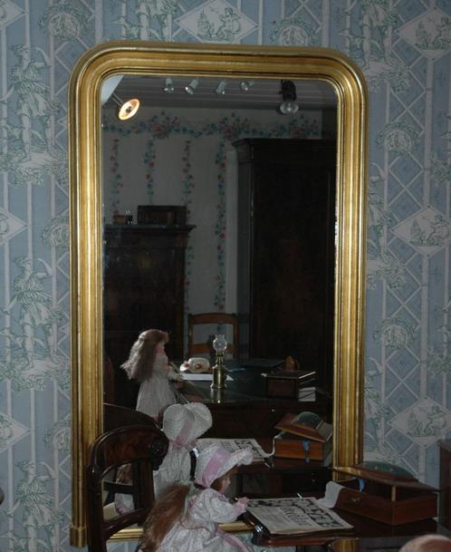 Spiegel met verguld gouden frame eind 19e eeuw, Antiek en Kunst, Antiek | Spiegels, 50 tot 100 cm, 150 tot 200 cm, Rechthoekig