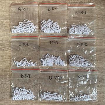 Alfabet, cijfers en tekens voor spreukborden beschikbaar voor biedingen