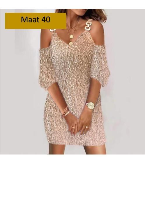 Jurk kort met stuk open schouder en sierband 12€ Maat 40, Kleding | Dames, Jurken, Nieuw, Maat 42/44 (L), Overige kleuren, Ophalen