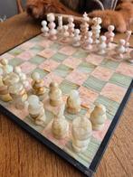 Vintage schaakspel onyx marmer 34 x 34 cm, Ophalen, Zo goed als nieuw
