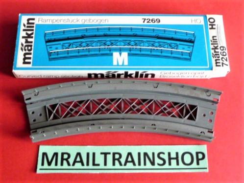 7269 MARKLIN HO - 1 x GEBOGEN BRUGOPRIT/RAMPE D'ACCES COURBE, Hobby en Vrije tijd, Modeltreinen | H0, Zo goed als nieuw, Rails