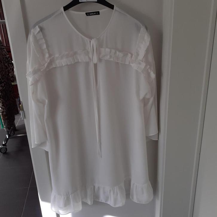 SHEILAY Wit voile kleed (of tuniek?) Maat: XL Prijs: € 2, Kleding | Dames, Grote Maten, Gedragen, Blouse of Tuniek, Wit, Ophalen of Verzenden