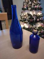 2 Blauwe decoratieve flesjes, gratis af te halen, Ophalen, Zo goed als nieuw