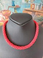 Halsketting met glazen kristallen, Handtassen en Accessoires, Kettingen, Ophalen of Verzenden, Nieuw, Rood