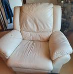 4 lederen zetels - kleur beige - waarvan 1 relax, Enlèvement, Utilisé, Cuir
