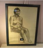 Beau dessin « Femme nue assise » - signé, Enlèvement ou Envoi
