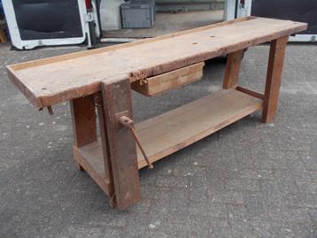 ANCIEN ÉTABLI DE MENUISIER AVEC TENDEUR, Enlèvement ou Envoi, Utilisé, Étau