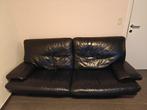 Zwarte leren bank, Huis en Inrichting, Fauteuils, Ophalen, Zo goed als nieuw, Leer, 75 tot 100 cm