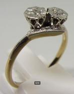 Topconditie Art Deco ring met diamanten – goud & platina, Handtassen en Accessoires, Antieke sieraden, Verzenden, Goud, Ring, Met edelsteen