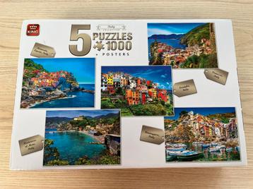 Doos met 5 puzzels van 1000 stuks - Cinque terre - Italië beschikbaar voor biedingen