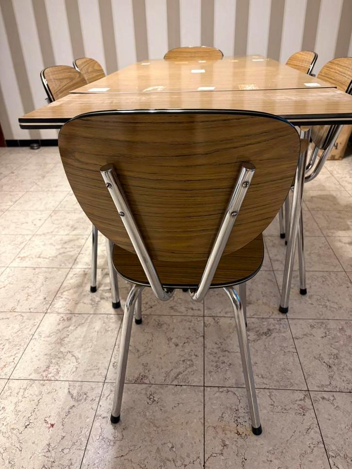 Formica keukentafel met 6 vintage stoelen - Formica, Huis en Inrichting, Keuken | Keukenelementen, Zo goed als nieuw, Ophalen