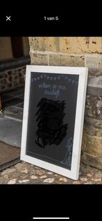 Groot krijtbord / welkomstbord 90x70cm wit steigerhout, Diversen, Schoolborden, Ophalen, Nieuw