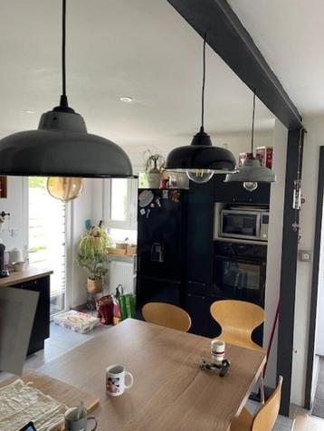 Suspension lustre abat jour lampe loft émaillée atelier beschikbaar voor biedingen