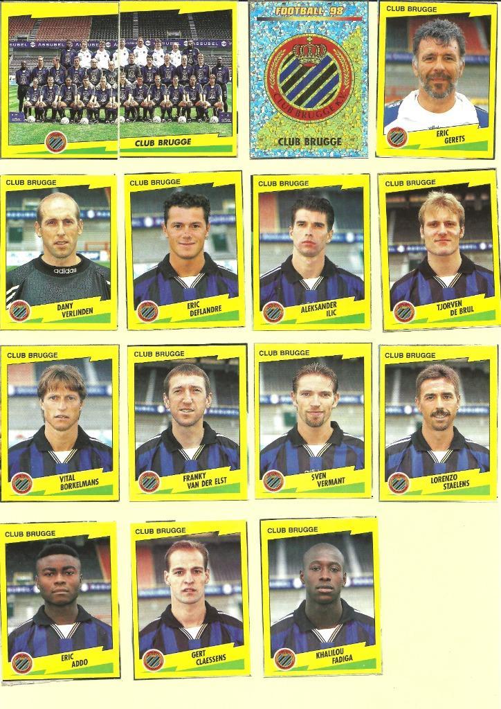 Panini Football 98 - Club Brugge - recup, Hobby & Loisirs créatifs, Autocollants & Images, Utilisé, Plusieurs autocollants, Enlèvement ou Envoi