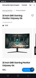 G6 Odyssey 32inch 1000r curved 240hz Samsung, simracing., Computers en Software, Monitoren, Ophalen, Zo goed als nieuw