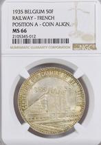Belgium 50 Francs 1935 Frans Pos.A MS66 Topstuk!!, Verzenden, Zilver, Losse munt, Zilver