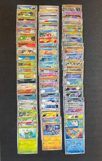 66 verschillende pokémon kaarten set 151 waarvan 21 blinkend