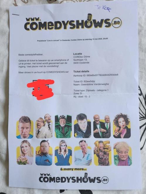 tikets preuteleute te koop, Tickets en Kaartjes, Overige Tickets en Kaartjes, Twee personen