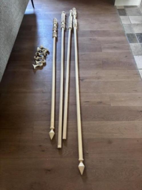 * 4 ecru gordijnroedes met toebehoren, Antiek en Kunst, Curiosa en Brocante, Ophalen of Verzenden