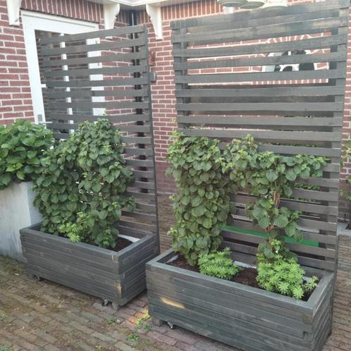 Grote houten plantenbakken met klimrek 100x40x40 (180) cm, Tuin en Terras, Bloembakken en Plantenbakken, Nieuw, Hout, Binnen, Balkon