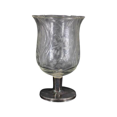 Prachtige grote geslepen kristallen beker met zilveren voet, Antiek en Kunst, Antiek | Glaswerk en Kristal, Ophalen of Verzenden