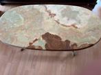 Marmeren salontafel met koperen poten, Huis en Inrichting, Tafels | Salontafels, Ophalen, Overige materialen, Gebruikt, 100 tot 150 cm