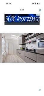 Moderne greeploze houtkleurige rechte keuken+GEDEMONTEERD, Overige kleuren, Graniet of Steen, Enkelwandige keuken, Ophalen of Verzenden