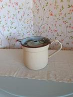 Email melkpot crème-emmer deksel-kom wit/blauw, Ophalen of Verzenden