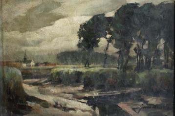 Jan Maes (1876-1974): Zicht op Vlassenbroek (O/D, 45 x 34cm)