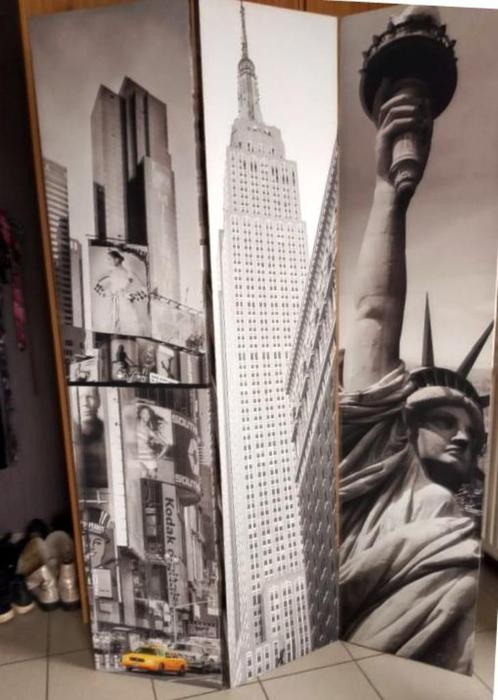 New-York scherm met 3 elementen 120 cm x 180 cm, Huis en Inrichting, Overige Huis en Inrichting, Zo goed als nieuw, Ophalen