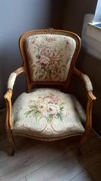 Vintage stoel geborduurde bloemenprint, Antiek en Kunst, Ophalen