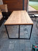 eettafel steigerhout, metalen onderstel, Ophalen, Gebruikt, 50 tot 100 cm, Vijf personen of meer