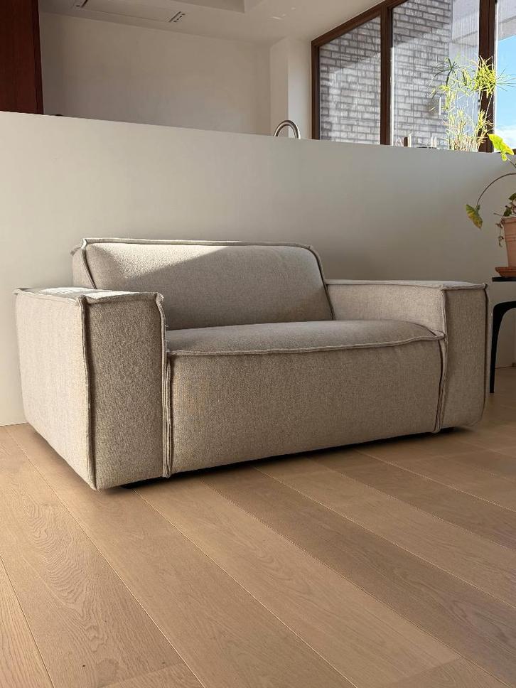 Zetel - grote eenzit - grijs, Huis en Inrichting, Zetels | Zetels, Gebruikt, Rechte bank, Eenpersoons, Minder dan 150 cm, 75 tot 100 cm