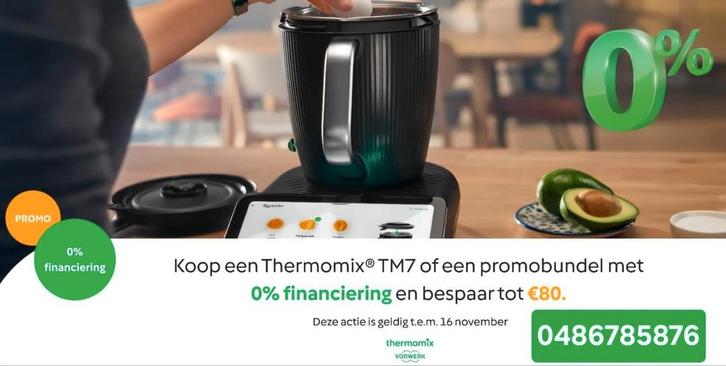 0% interest Thermomix Tm7 NEW  +  CUTTER 12, 18 of 24 maand, Elektronische apparatuur, Keukenmixers, Nieuw, 2 tot 3 liter, 3 snelheden of meer