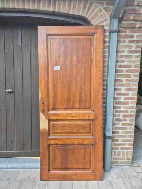 2 Massief eiken deuren + kader, Doe-het-zelf en Bouw, Deuren en Vliegenramen, Gebruikt, Binnendeur, 200 tot 215 cm, 80 tot 100 cm