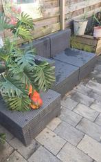 Set de jardin gris pour 5 personnes, Table d'appoint, 5 places, Salons de jardin, Synthétique