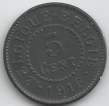 11358 * ALBERT Ier * 5 centimes 1916 ZINC * Pr