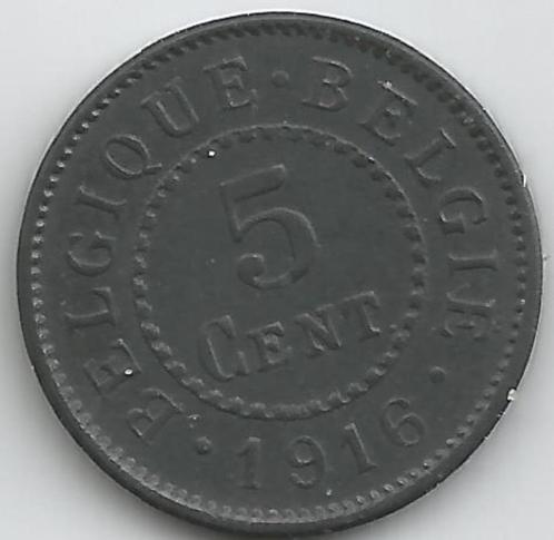 11358 * ALBERT Ier * 5 centimes 1916 ZINC * Pr, Timbres & Monnaies, Monnaies | Belgique, Envoi