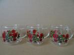 Vintage theeglazen vintage theeglas gedecoreerd met bloemen, Antiek en Kunst, Ophalen of Verzenden